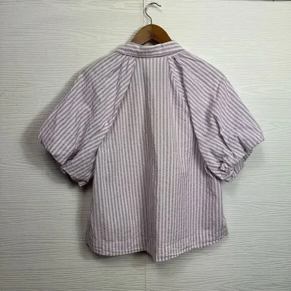 Anthropologie Maeve Lilac Striped Blouse - Picture 8 of 9